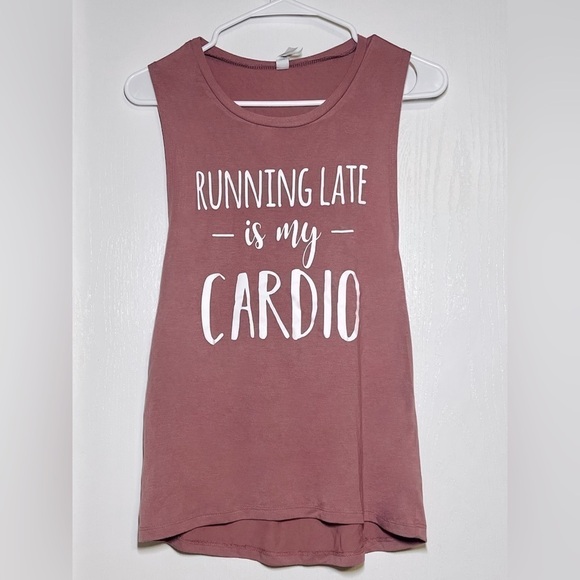“Running Late Is My Cardio” Funny Graphic Muscle Tank - Picture 1 of 4